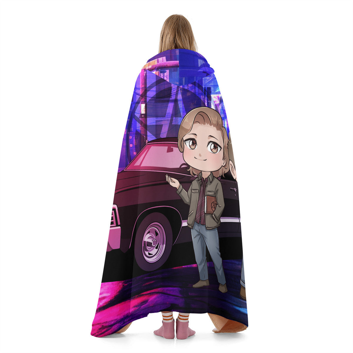 Sam Dean and Baby Chibi Hooded Blanket