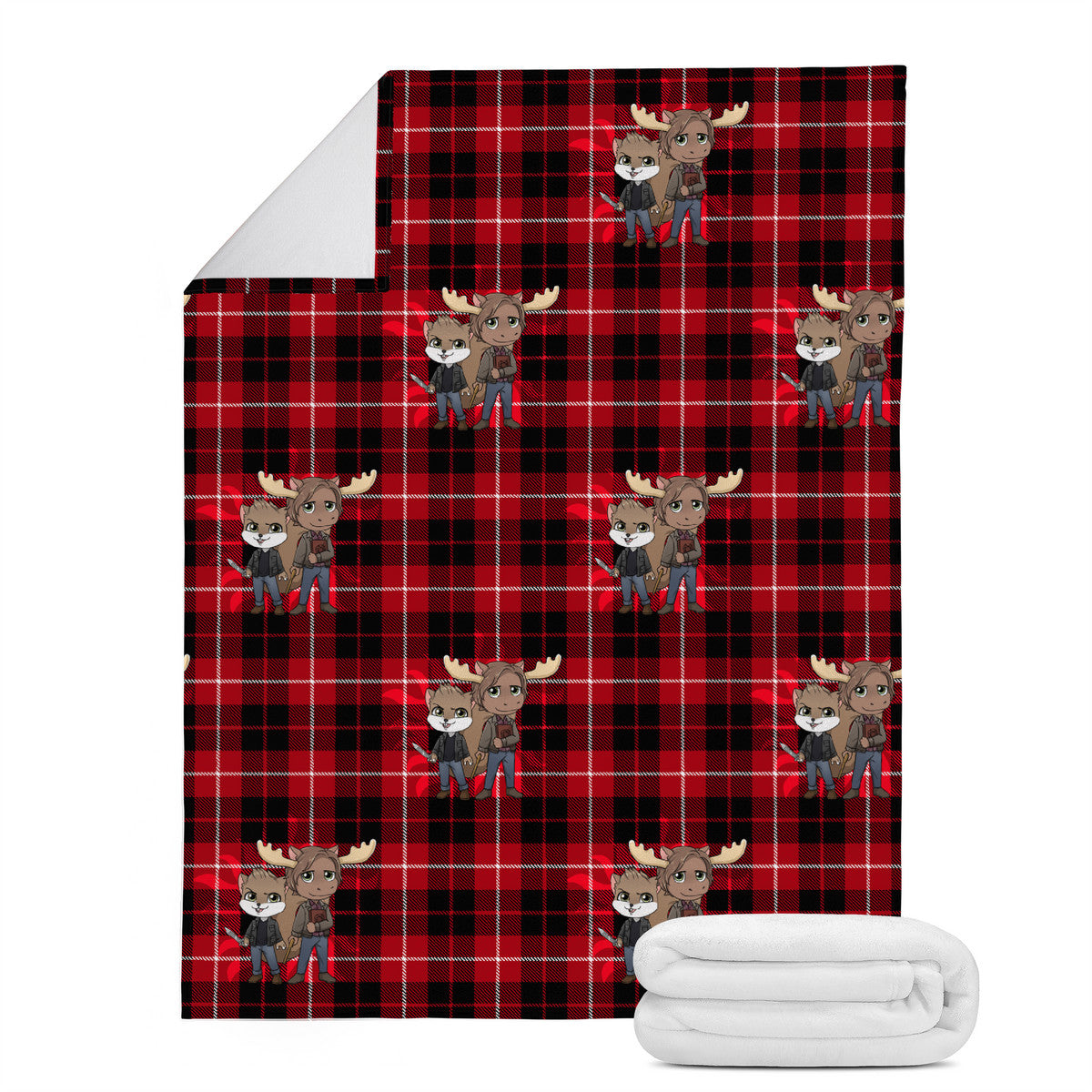 Moose & Squirrel Chibi Plaid Blankets