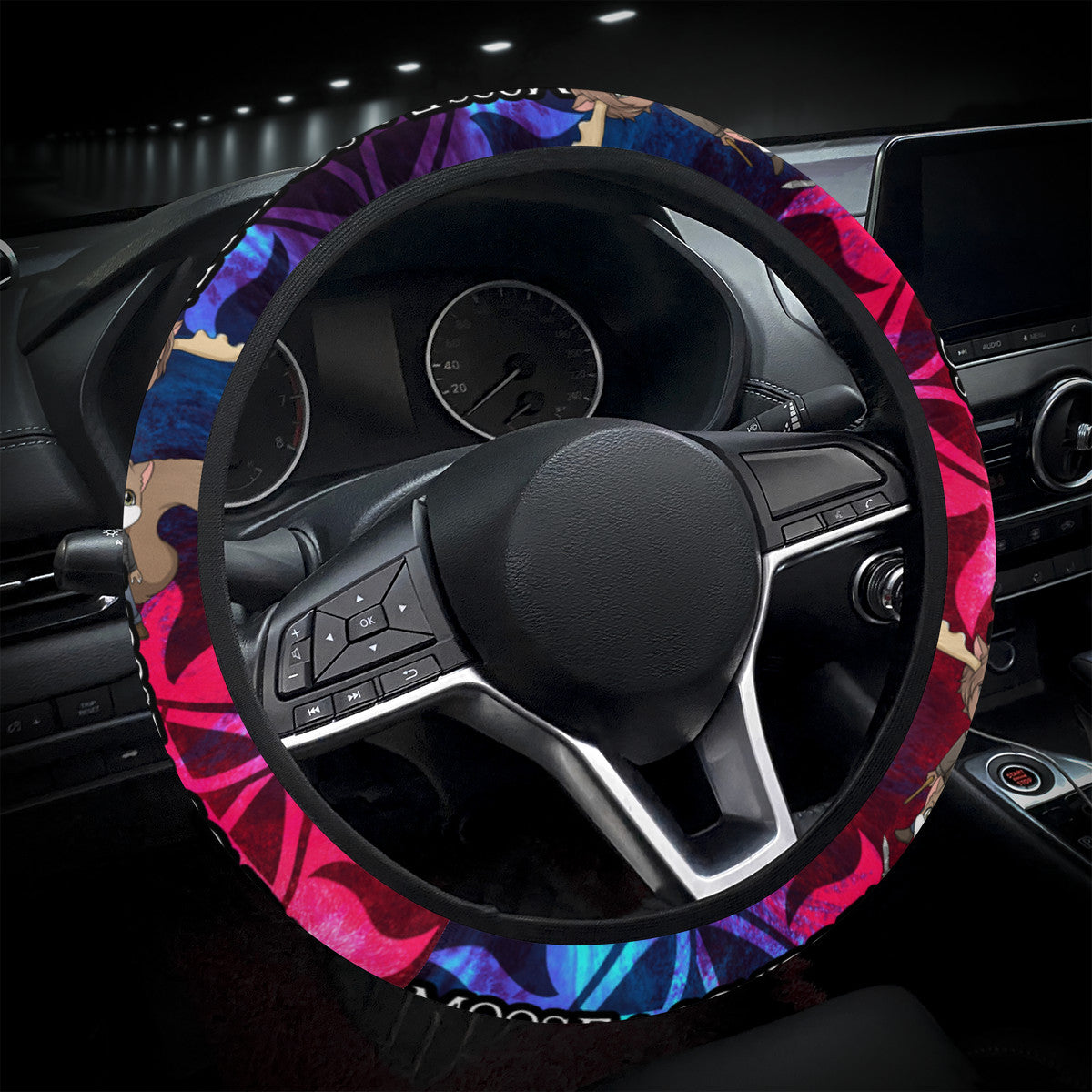 Moose and Squirrel Steering Wheel Cover