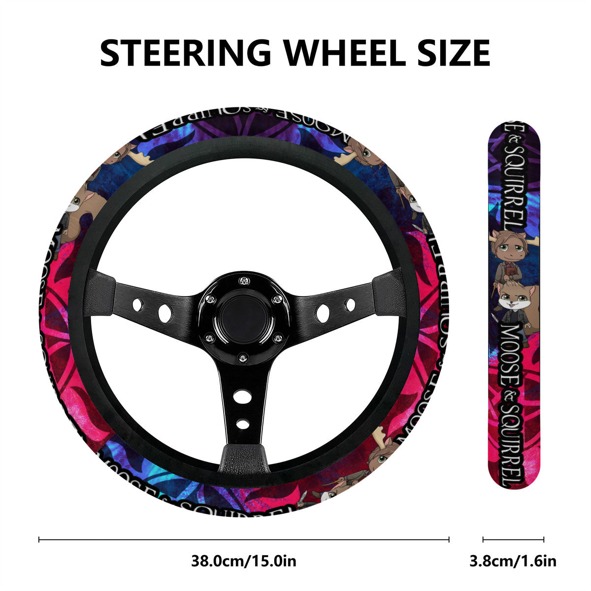 Moose and Squirrel Steering Wheel Cover