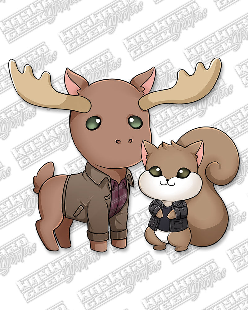 Moose & Squirrel Cute Chibi Die Cut