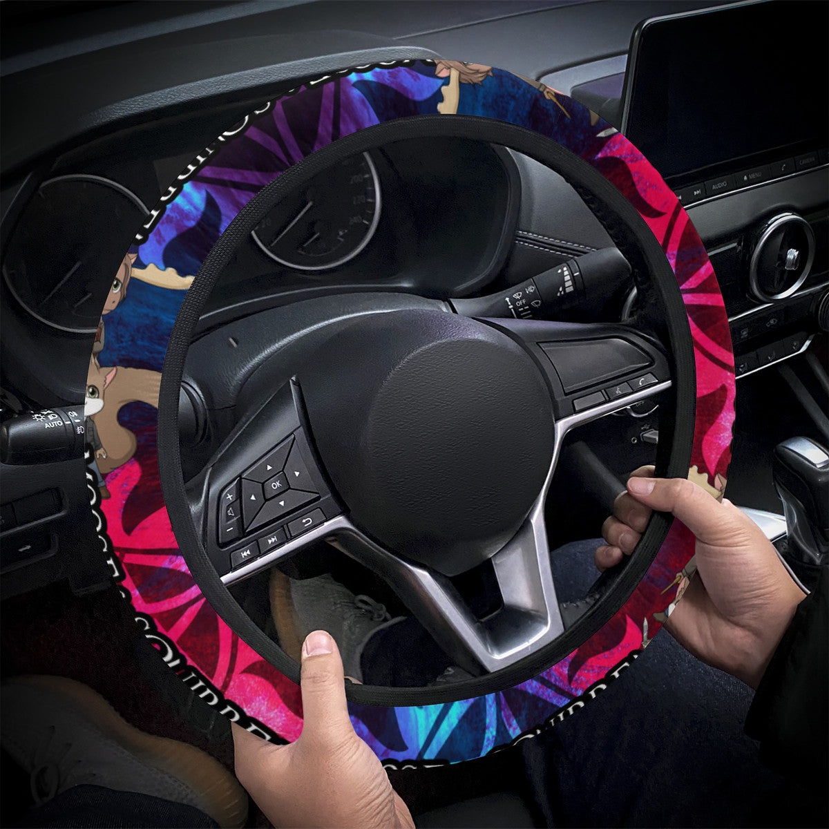 Moose and Squirrel Steering Wheel Cover